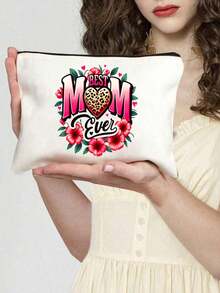 Borsa per cosmetici con motivo "Best Mom Ever", leggera, organizer per cosmetici e articoli da toeletta, borsa cosmetica con cerniera, portamonete leggero, borsa da toilette, borsa per riporre oggetti, accessorio da viaggio, perfetto per lo shopping, uso versatile, adatto per donne, perfetto per matrimoni, gite in spiaggia o viaggi casual, per organizzare il trucco, regalo per la Festa della Mamma - Multicolore - Visualizzare 6