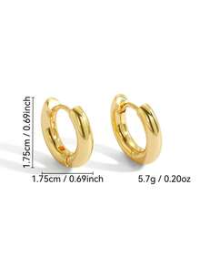 Charm-In Chunky Round 18K Gold Plated Huggie Earrings | Dainty Bold Fashion Earrings For Women | Perfect For Stacking & Daily Wear - Gold - View 3