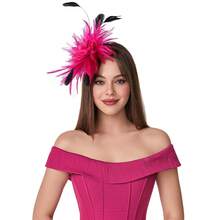 1920s Women Fascinator Feather Headband,Kentucky Headpiece Tea Party Flower Cocktail Wedding Derby Hat - A - View 3