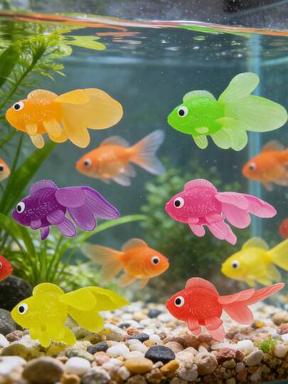 12pcs Realistic Plastic Floating Fish Aquarium Decorations, Party Decor Gifts, Handmade, Birthday Party Supplies, Gift Bag Filler (Random Fish Types)