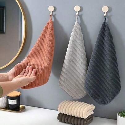 1 pieza/3 piezas Toalla de mano súper suave y de secado rápido - Material de felpa de coral de alta absorción, multiusos 30cm x 30cm, adecuado para cocina, baño, comedor, exterior