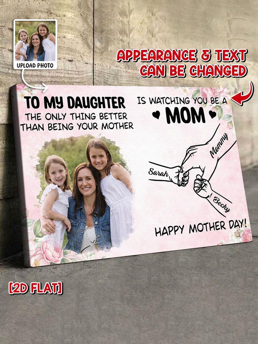 Catygift Custom Mother Daughter Blanket, Personalized Family Keepsake Throw, Mother's Day Gift For Mom, Photo & Name Customizable Soft Blanket