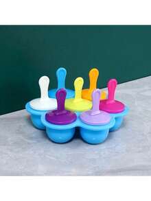 1/2 Set 7-Cavity Tray, DIY Mold, Multipurpose Ice Pop And Ice Lolly Mold, Colorful Ice Pop Mold For Summer - Multicolor - View 9