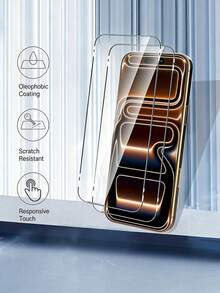 2 piezas de protector de pantalla de alta definición, fabricado en vidrio templado de alta dureza, anti-arañazos, anti-huellas dactilares, resistente al agua, pantalla suave, táctil sensible, compatible con iPhone 17 Pro Max/17 Pro/17Air/17e/17/16 Pro Max/16 Pro/16 Plus/16/16e/15 Pro Max/15//14/13/12 y otros modelos. - transparente - Ver 4