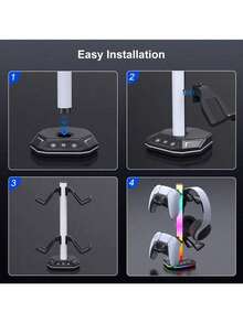 RGB 4-In-1 Controller & Headset Stand, Slow Charging USB Type-C Port, Multi-Mode LED Gaming Lights, USB Powered (No Battery), ABS Desktop Organizer, Only Compatible With Standard Game Controllers And Headsets, Accessories Not Included - View 7