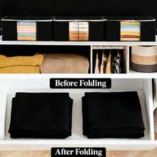 3 piezas Bolsas de almacenamiento plegables para el hogar, organizador doméstico para ropa, ropa de cama, suéteres, almohadas y almacenamiento en el armario - Negro 2 - Ver 2