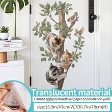 1pc Removable Wall Sticker For Kids Room, Tree With Cats, Fresh Leaf Wall Decor - 48016-leaf Gap - View 8