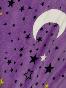 1pc Star & Moon Print Blanket, Couple's Gift Design, Faux Cashmere Fabric, Ultra Soft & Smooth Rabbit Fur Blanket, Provides Warm & Comfortable Sleeping Experience For Bed, Sofa, Shawl, Autumn Decor, Room Decor - Mauve Purple - View 5