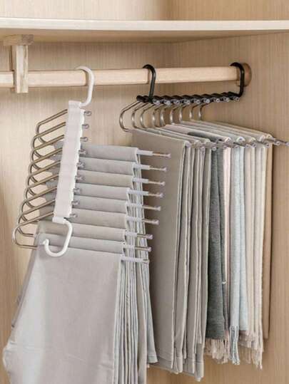 رف بنطلونات أساسي، رف بنطلونات متعدد الوظائف للمنزل والسكن الجامعي، رف بنطلونات قابل للطي متعدد الطبقات، حامل بنطلونات خالي من الفجوات لتخزين الضروريات اليومية، مشبك بنطلونات سحري خالي من الفجوات لخزانة الملابس، رف بنطلونات من الفولاذ المقاوم للصدأ متعدد الوظائف غير انزلاقي لتخزين البنطلونات