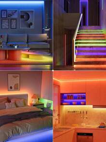 1 dải đèn LED neon RGB bằng silicon dẻo, có điều khiển từ xa 24 phím, có thể điều chỉnh độ sáng và đổi màu, thích hợp trang trí Giáng sinh trong nhà/ngoài trời. - Ánh sáng nhiều màu - Xem 9