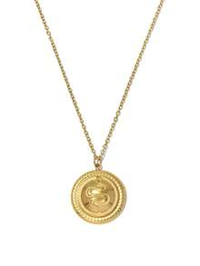 Mazuer 1pc Vintage Stainless Steel Snake Pendant Necklace, Heart & Round Animal Snake Design Choker Necklace, Gold/Silver Color Personalized Jewelry Accessory For Women, Suitable For Party & Daily Wear - Snake - View 16