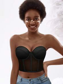 Áo ngực nữ màu đen gợi cảm, nâng đỡ và tạo dáng, thoải mái cho mùa thu. - màu đen - Xem 10