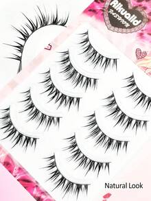 Rikuaild Lông mi giả kiểu Manga hiệu ứng bóng mượt, 5 cặp, thân mỏng, tự nhiên, dạng gai nhọn, có thể tự làm nối mi, mềm mại, uốn cong được, có thể tái sử dụng, phù hợp cho cosplay, trang điểm hàng ngày và trang điểm kiểu châu Á. Lông mi Manga, lông mi giả dạng dải, mi giả, lông mi thật, mi giả. - màu đen - Xem 3