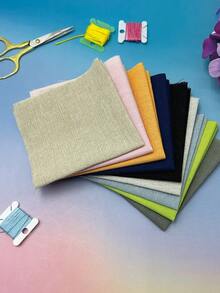 9片 25x25cm 仿亞麻布方塊，9種混色刺繡底布，適用於十字繡、DIY娃娃製作、拼布、家居裝飾和手工課練習，柔軟耐用易刺繡 - 仿亞麻25*25cm - 查看 2