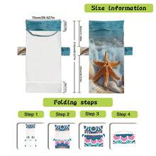 1件超柔软微纤维沙滩椅套，饰有海星和贝壳图案 - 速干、轻便毛巾，带口袋，适用于泳池、沙滩、露营和野餐，可用作沙滩毯 - A - 查看 6