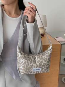 Fashionable Leopard Print Underarm Bag, Lightweight Versatile Shoulder Handbag, New Spring Collection - Silver - View 12