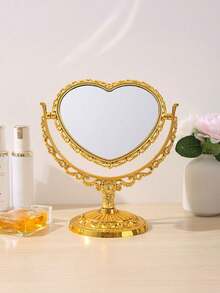 1pc European Style Double-Sided Makeup Mirror, Exquisite Design And Craftsmanship, Heart-Shaped Vanity Mirror, Suitable For Valentine's Day, Wedding, Birthday Party, Bathroom, Vintage Decor, Home Decor, Indoor Decorative Aesthetics - Multicolor - View 23