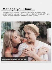 2pcs Women's Bohemian Handmade Braided Headband Scarf Hats, Suitable For Daily Use - Black/Navy - View 6