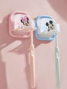 Disney Zootopia Mickey Mouse Toothbrush Holder, Cute Judy Nick Fox Design, Drainage Holes, Wall-Mounted No-Drilling, Waterproof Smooth Surface, Easy to Clean, Durable Long-Lasting, Reusable, Bathroom, Travel, Dorm, Ideal Gift - 彩色 - 查看 9