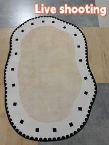 1 pieza Alfombra absorbente multiusos, alfombra de baño con borde negro con lunares, alfombra de cocina, alfombra de baño, alfombra de baño, felpudo, alfombra pequeña, alfombra, alfombra, decoración del hogar, alfombra de área, alfombra de exterior, decoración del hogar, alfombra de área, alfombra de dormitorio, alfombra lavable - Multicolor - Ver 6