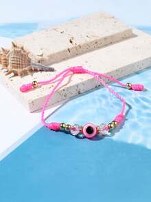 1 pieza/11pcs Pulsera trenzada de estilo bohemio de playa con ojo malvado colorido, regalo de joyería personalizada de moda para uso diario y vacaciones, perfecto para atuendos casuales, fiestas y regalos de vacaciones, accesorio versátil para el uso casual y de vacaciones de las mujeres - Multicolor - Ver 6