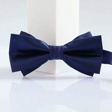 1pc Men's Navy Blue Textured Bow Tie - Navy Blue - View 4