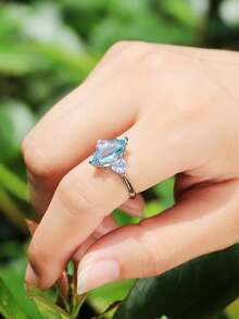1 Stück Luxus-Kubikzirkonia-Ring für Frauen für Hochzeit, Verlobung, Jahrestag, Party-Schmuck, Valentinstag Geschenk - 1# - Übersicht 6
