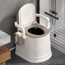 1pc Portable Waterproof Anti-Tip Sturdy Durable PP Plastic Camping Toilet, Practical Outdoor Style White Brown Compact Mobile Commode With Ergonomic Armrests, Side Storage Pocket, Removable Waste Bucket, Full Accessories, Tool-Free Setup, Perfect For RV Road Trips, Camping, Hiking, Home Renovation, Emergency & All-Year Indoor Outdoor Daily & Travel Use - Khaki - View 12