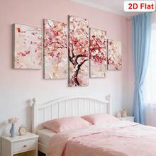 5pcs Gold/Pink Tree Decorative Painting, Modern Abstract Tree Of Life Canvas Print Wall Art, Decorative Art, Home Decor, Room Aesthetics, Poster, Ideal Gift, Suitable For Living Room, Bedroom, Bathroom, Cafe, Framed - Tree Of Life - View 9