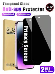 MIGAE 2pcs Privacy Screen Protector, Compatible With IPhone 17/16/16e/15/14/13/13 Pro/12/11/17 Pro Max/17 Air/16 Pro Max/15 Pro Max/14 Pro/Plus/Mini/X/XR/XS Max/7/8/SE2/SE3, 9H+ Tempered Glass, Compatible With Dynamic Island, Anti-Scratch, Full Coverage, Privacy Anti-Peeping - Black - View 25