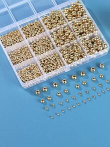 3/4/6/8毫米金银色光滑圆珠套装，CCB圆形隔珠，适用于珠宝制作，DIY手链项链珠宝制作材料，珠宝制作套装 - CCB KIt - 查看 9