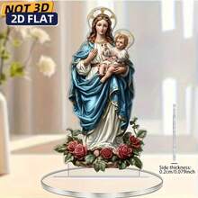 2D Flat Bohemian Style Virgin Mary Statue - Elegant Religious Art Decor For Home And Office, No Electricity Needed, 2D Flat Design Office Decoration | Bohemian Art | Delicate Craftsmanship, Virgin Mary Statue - 1PC - View 4
