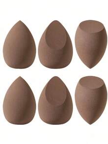 6 Pcs Makeup Sponges, For Cream And Powder Concealer, Loose Foundation Applicator, Cosmetics, Cheap, Room Decor, Dressing Table, Travel, Bedroom, Makeup Accessories, Powder Puff, Powder Puff, Makeup Sponge, Cheap, Christmas Gift, Cosmetics, Makeup Tools, Bargain, Gift, Ladies Gift, Christmas Gift - 咖啡棕 - 查看 4