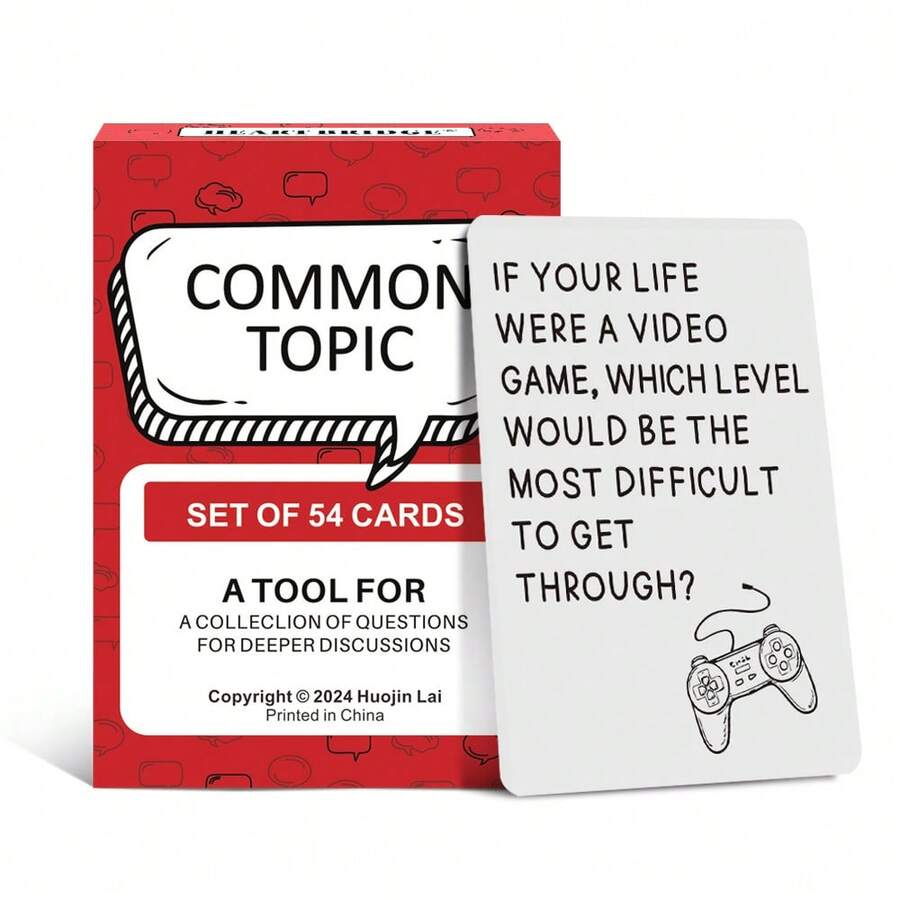 HEART BRIDGE 1盒“心桥”对话卡牌游戏，桌面游戏，家庭聚会破冰互动游戏，促进更深层次的交流，适合家庭聚会，万圣节/感恩节/圣诞节礼物 | 54张卡牌 - 紅色 - 查看 1