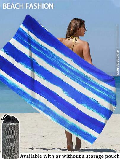 Khăn tắm biển sợi nhỏ 250gsm [Mềm mại & Nhanh khô] | Kích thước tùy chọn 70*140cm/90*180cm | Họa tiết sọc xanh trắng, hồng trắng, đen trắng | Khăn tắm di động thấm hút cao, trang trí phòng tắm, khăn tắm biển | Thích hợp cho mùa hè, bơi lội, du lịch, cắm trại, tập thể dục