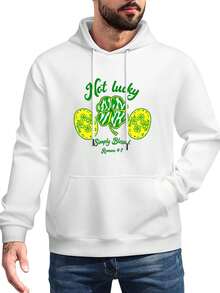 Men's Hoodie, St. Patrick's Day  Clover Graphic Pullover, Soft Breathable Fabric For Casual Wear - White - View 1