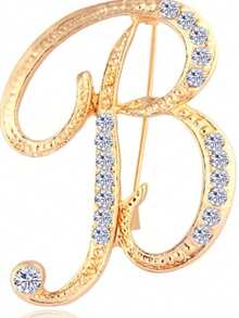 1 Pc A-Z Initial Rhinestone Brooch, European Style Shiny Alloy Diamond Pin, Elegant Versatile Decor For Suits, Shirts, Coats & Dresses, Ideal Gift For Women & Girls - Multicolor - View 2