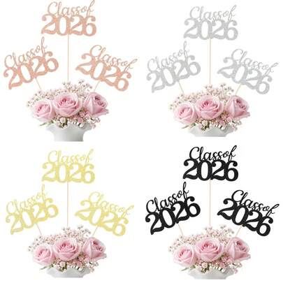 Bộ 12 món đồ trang trí tốt nghiệp năm 2026, vật trang trí bàn tiệc, phụ kiện trang trí bánh tốt nghiệp, quà tặng tiệc tốt nghiệp năm 2026 (màu đen và hai mặt)
