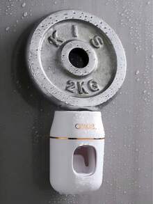 1 Set Dispensador de pasta de dientes montado en la pared y soporte para cepillo de dientes, adecuado para uso familiar, diseño amigable para niños, ventosa linda - Dispensador automático de pasta de dientes - Ver 8