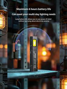 1pc Portable LED Keychain Flashlight With COB Side Light, USB-C Rechargeable Mini Flashlight, EDC Pocket Lantern, Floodlight Work Lamp, With Magnet, Camping Equipment - Black - View 6