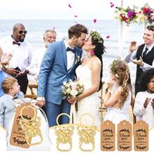 10pcs/Set Gold Butterfly Bottle Opener Keychain, Includes Drawstring Bag, Thank You Card, Jute Rope, Suitable For Wedding, Party Favors, Bridal Shower, Birthday, Commemorative Gifts, Wedding Guest Favors, Valentine's Day Gifts - Multicolor - View 8