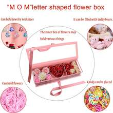 Caja de regalo con forma de corazón para el Día de la Madre, caja de embalaje rellenable con cinta, caja de cartón con forma de corazón rellenable para flores, regalo para bodas, cumpleaños, amor (rosa con ventana) - Ver 6