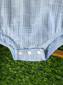 夏季休闲时尚男婴提花短袖Polo连体衣 - 藍色 - 查看 7