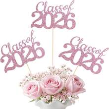 12 件套 2026 届毕业装饰品，餐桌中心摆件，毕业蛋糕装饰，派对礼品，2026 届毕业派对用品，餐桌装饰（黑色双面） - A-粉紅色 - 查看 8
