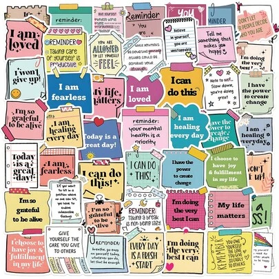 50pcs Inspirational Quote Stickers - Waterproof Vinyl Decals For Laptops, Phones, Water Bottles, Helmets & Guitars Scrapbook Supplies Scrapbooking