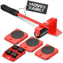 Furniture Lifter Tool Set 1 Lever + 4PCS Sliders - 360° Rotatable Wheels 220 Lbs(100kg) Heavy Duty - Non-Scratch Furniture Moving Sliders For Hardwood Floors Sofa Refrigerator Home Improvement Tools - Multicolor - View 13