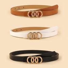1pc Women's Casual Metal Buckle Leather Belt, Suitable For Couples Gift, Fashion Versatile Decorative Waist Belt For Jeans, Skirts, Trousers, Metal Buckle Belt For Wedding, Party, Daily Wear, Multiple Colors Available - 1pc - View 9