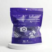 Compressed Towels, 30 Counts Disposable Compression Towels, 100% Cotton Soft & Absorbent Individually Wrapped Compressed Wipes, 24*30cm Large Size Portable Travel Towels, Reusable Face Towels For Travel, Camping, Hotel, Gym, Daily Cleaning & Makeup Remover - Blue - View 1