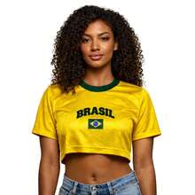 Kit With Men's Brazil T-Shirt And Women's Brazil Cropped Baby Look Or Tank Top. Couple's Brazil Set. - CC Vàng - Xem 4