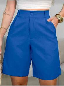 Tailored Bermuda Shorts Without Belt - Foreign Fashion - Blue - View 2